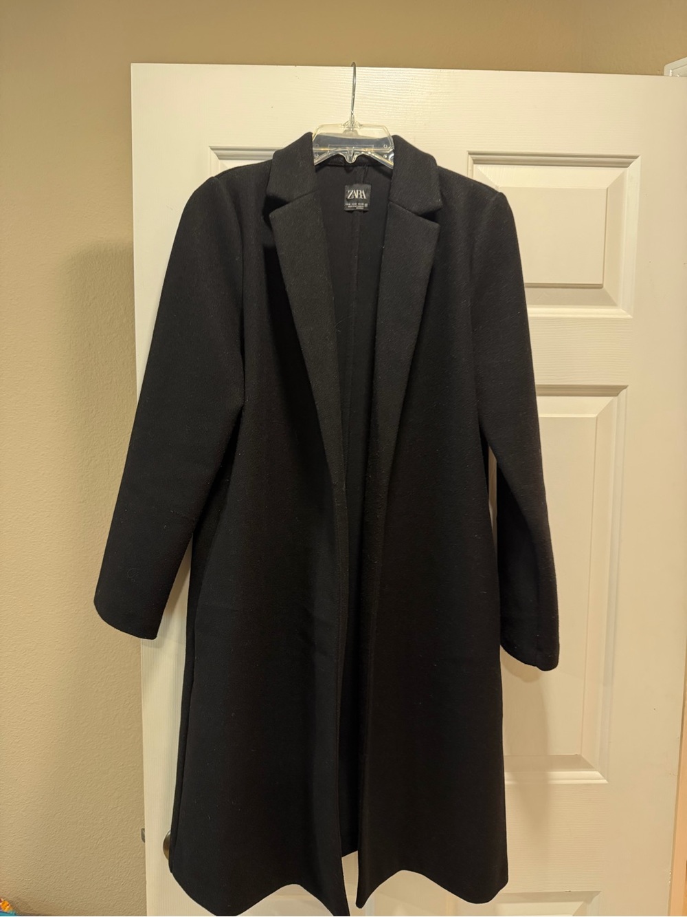 Zara Black Longline Coat Size Medium Like New